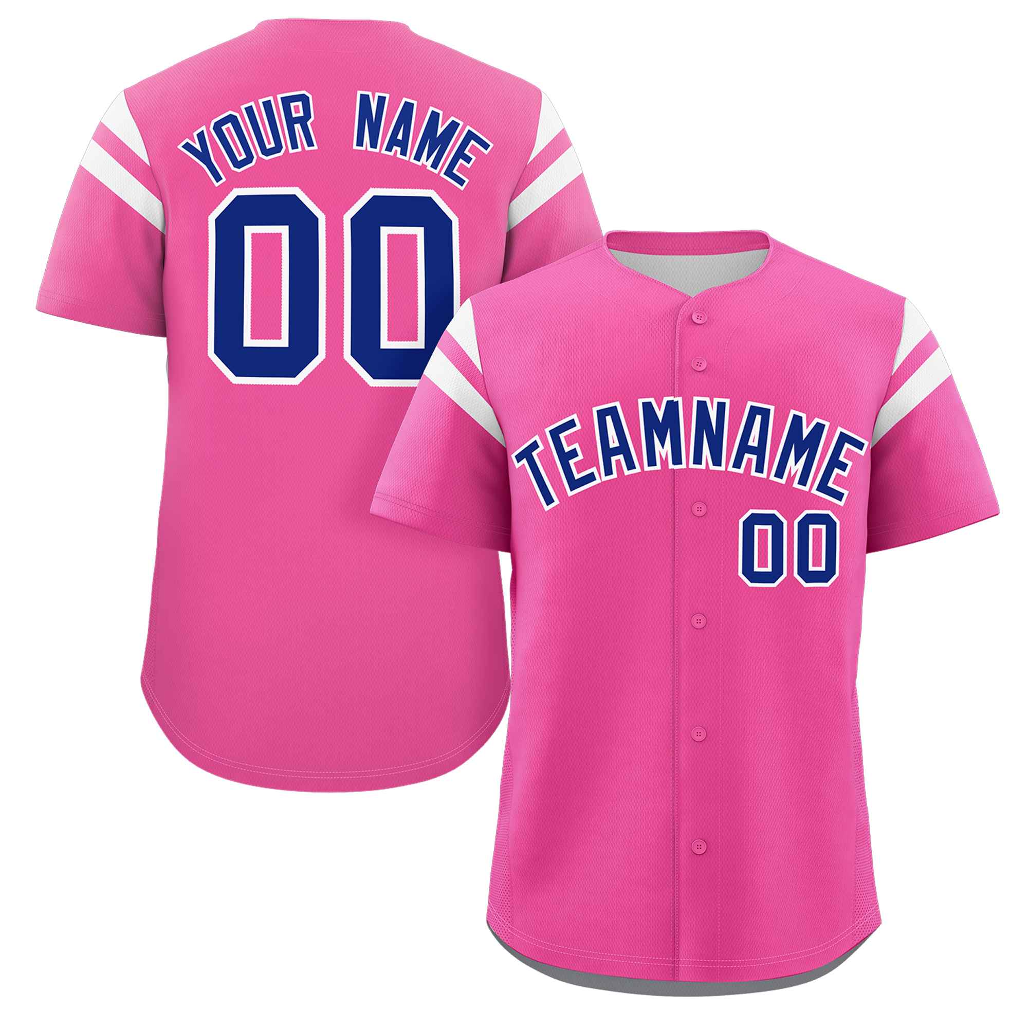 Custom Pink Royal-White Classic Style Personalized Full Button Authentic Baseball Jersey