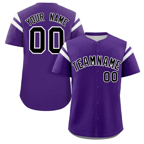 Custom Purple Black-White Classic Style Personalized Full Button Authentic Baseball Jersey