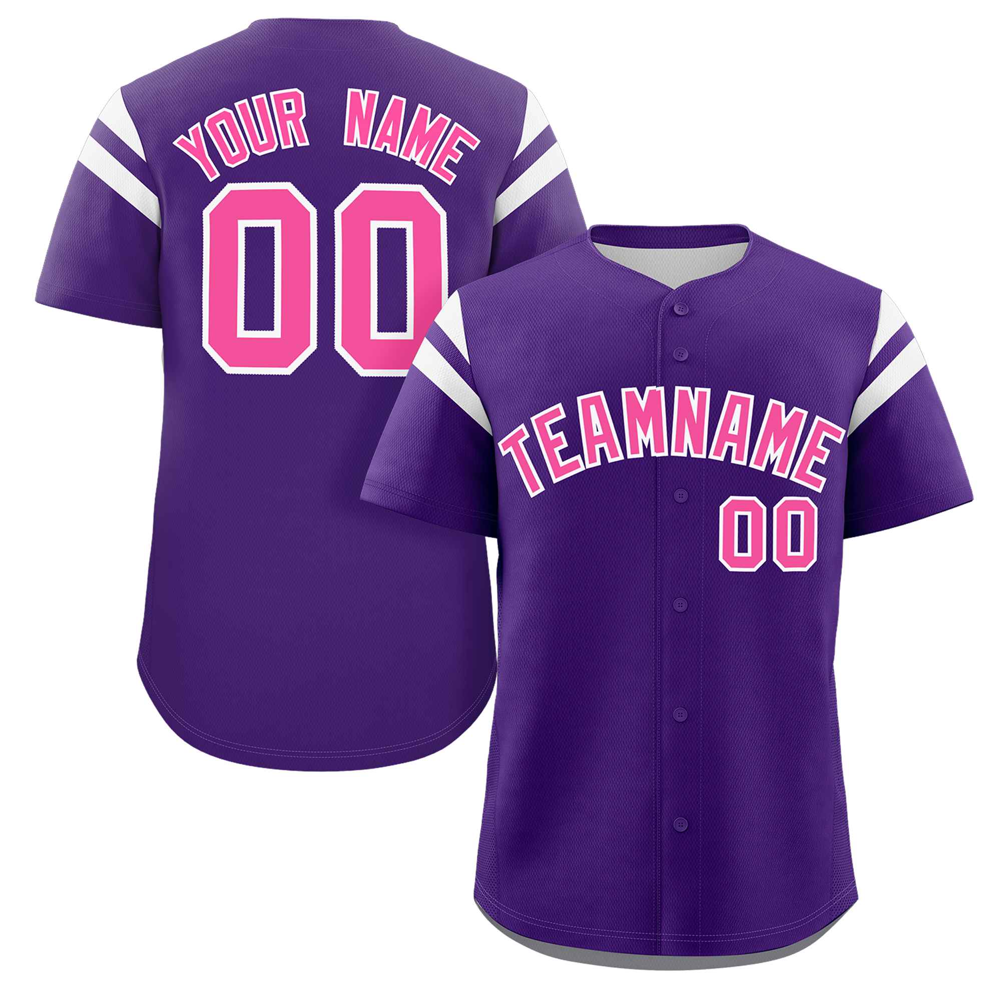 Custom Purple Pink-White Classic Style Personalized Full Button Authentic Baseball Jersey