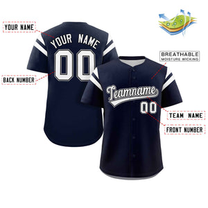 Custom Navy White Classic Style Personalized Full Button Authentic Baseball Jersey