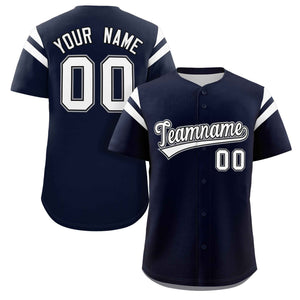 Custom Navy White Classic Style Personalized Full Button Authentic Baseball Jersey