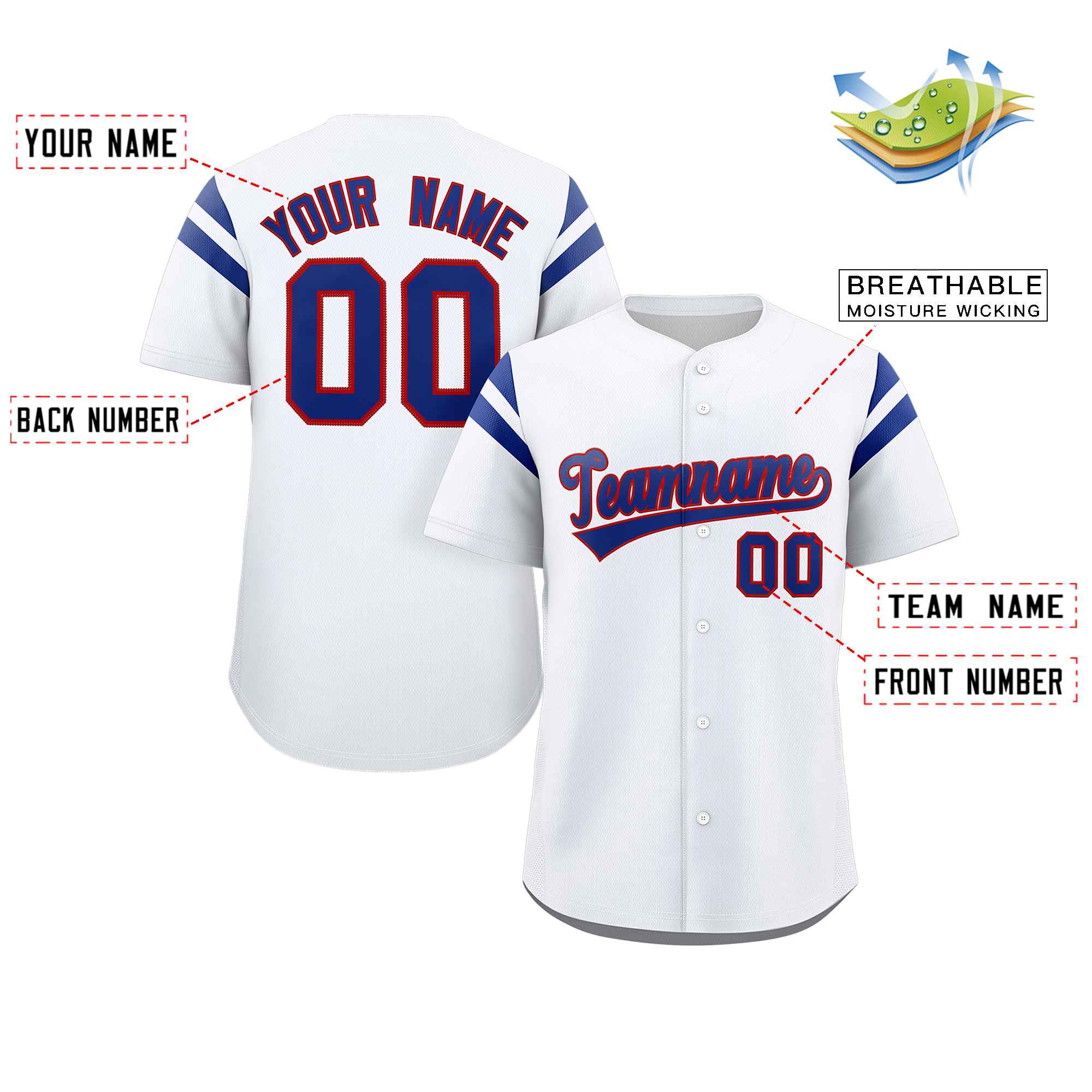 Custom White Royal Classic Style Personalized Full Button Authentic Baseball Jersey