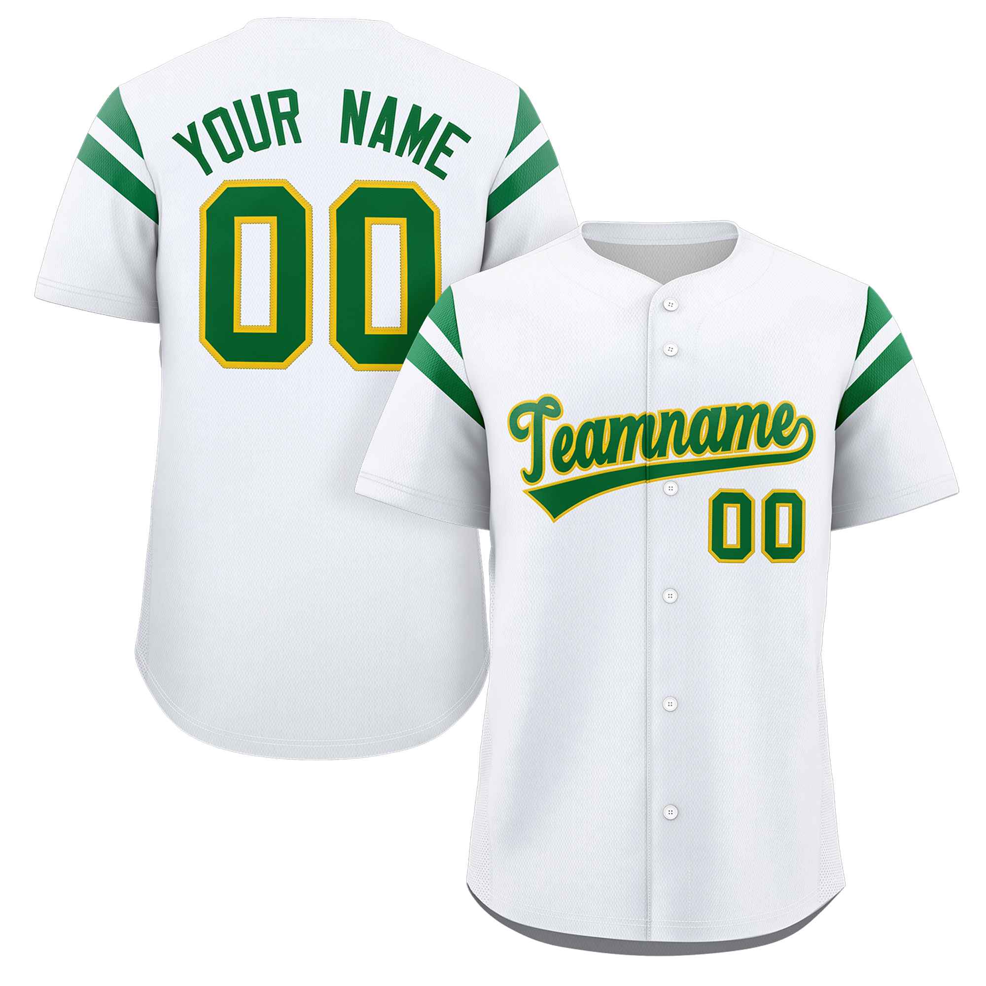 Custom White Kelly Green Classic Style Personalized Full Button Authentic Baseball Jersey