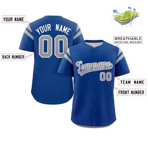 Custom Royal Gray Classic Style Personalized Full Button Authentic Baseball Jersey