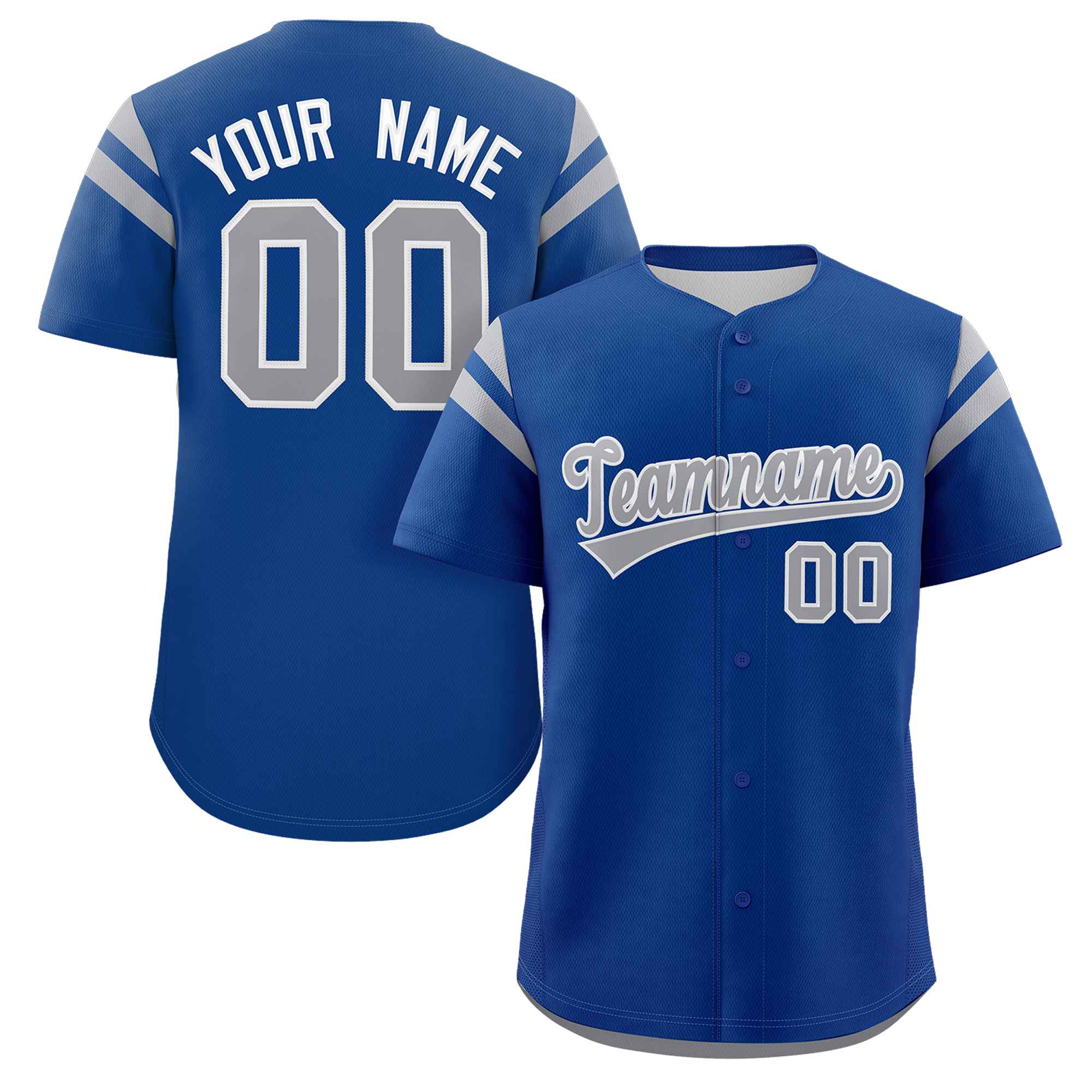 Custom Royal Gray Classic Style Personalized Full Button Authentic Baseball Jersey