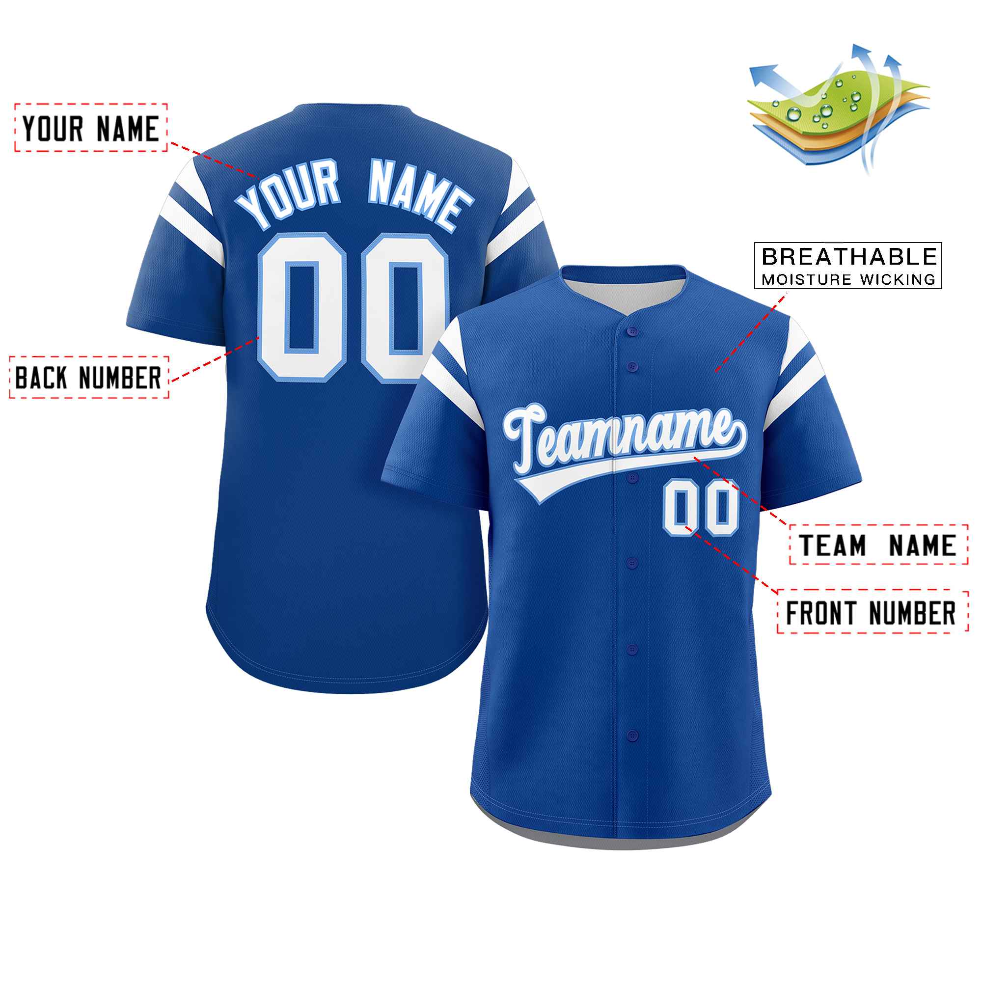 Custom Royal White Classic Style Personalized Full Button Authentic Baseball Jersey