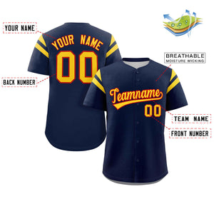 Custom Navy Gold Classic Style Personalized Full Button Authentic Baseball Jersey