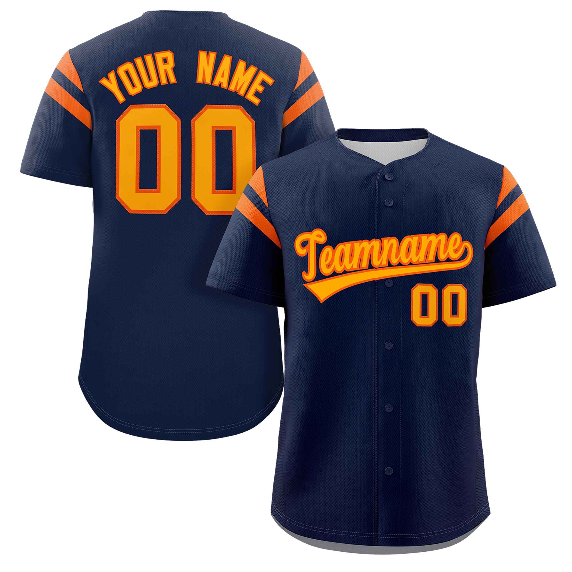 Custom Navy Yellow-Orange Classic Style Personalized Full Button Authentic Baseball Jersey