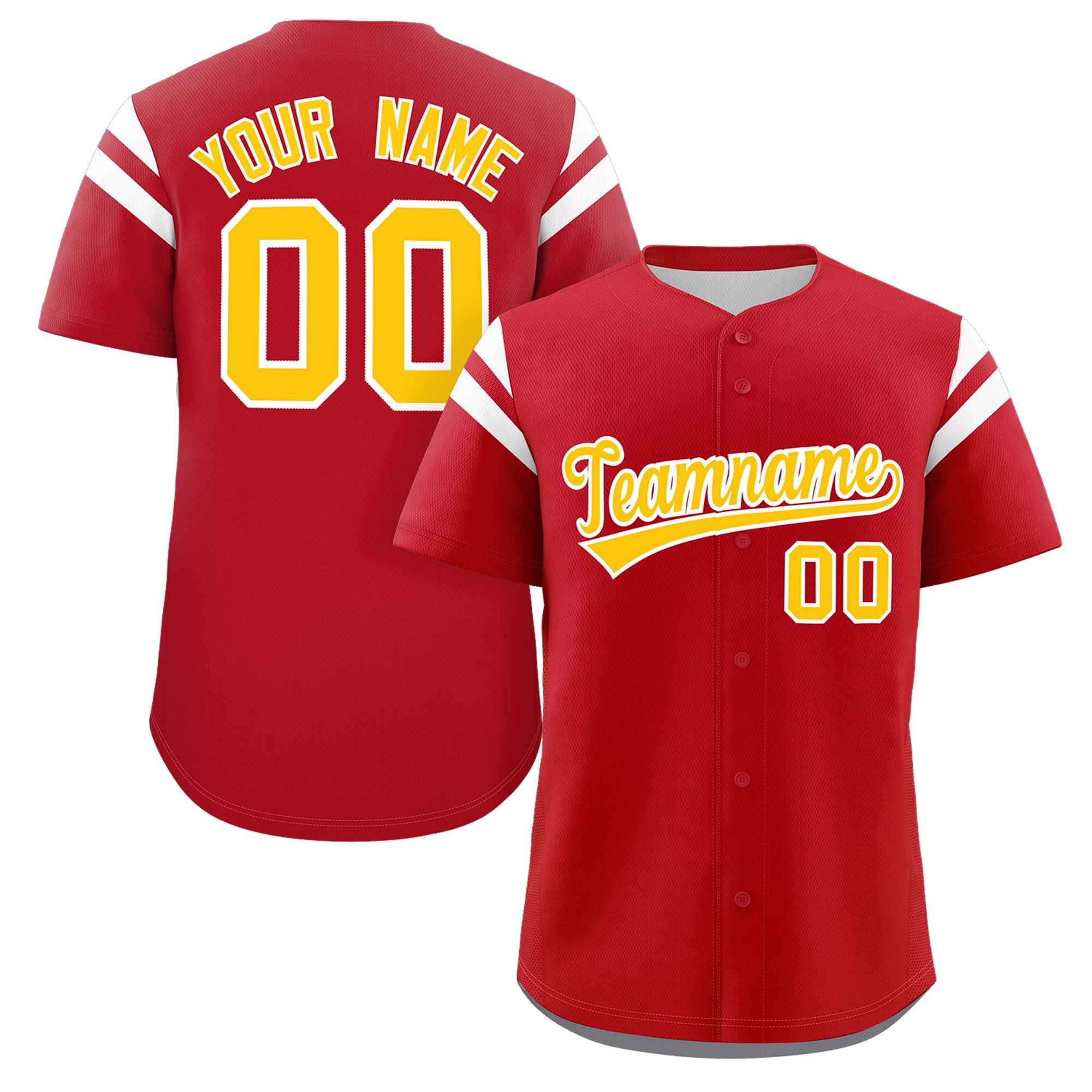 Custom Red Yellow-White Classic Style Personalized Full Button Authentic Baseball Jersey