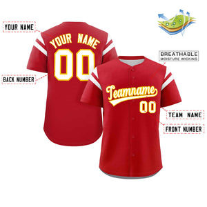 Custom Red White Classic Style Personalized Full Button Authentic Baseball Jersey