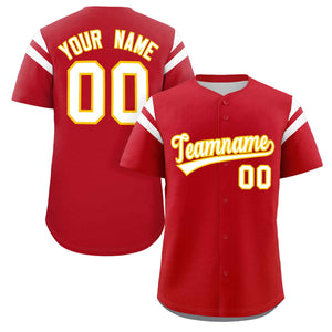 Custom Red White Classic Style Personalized Full Button Authentic Baseball Jersey