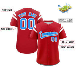 Custom Red Blue-White Classic Style Personalized Full Button Authentic Baseball Jersey