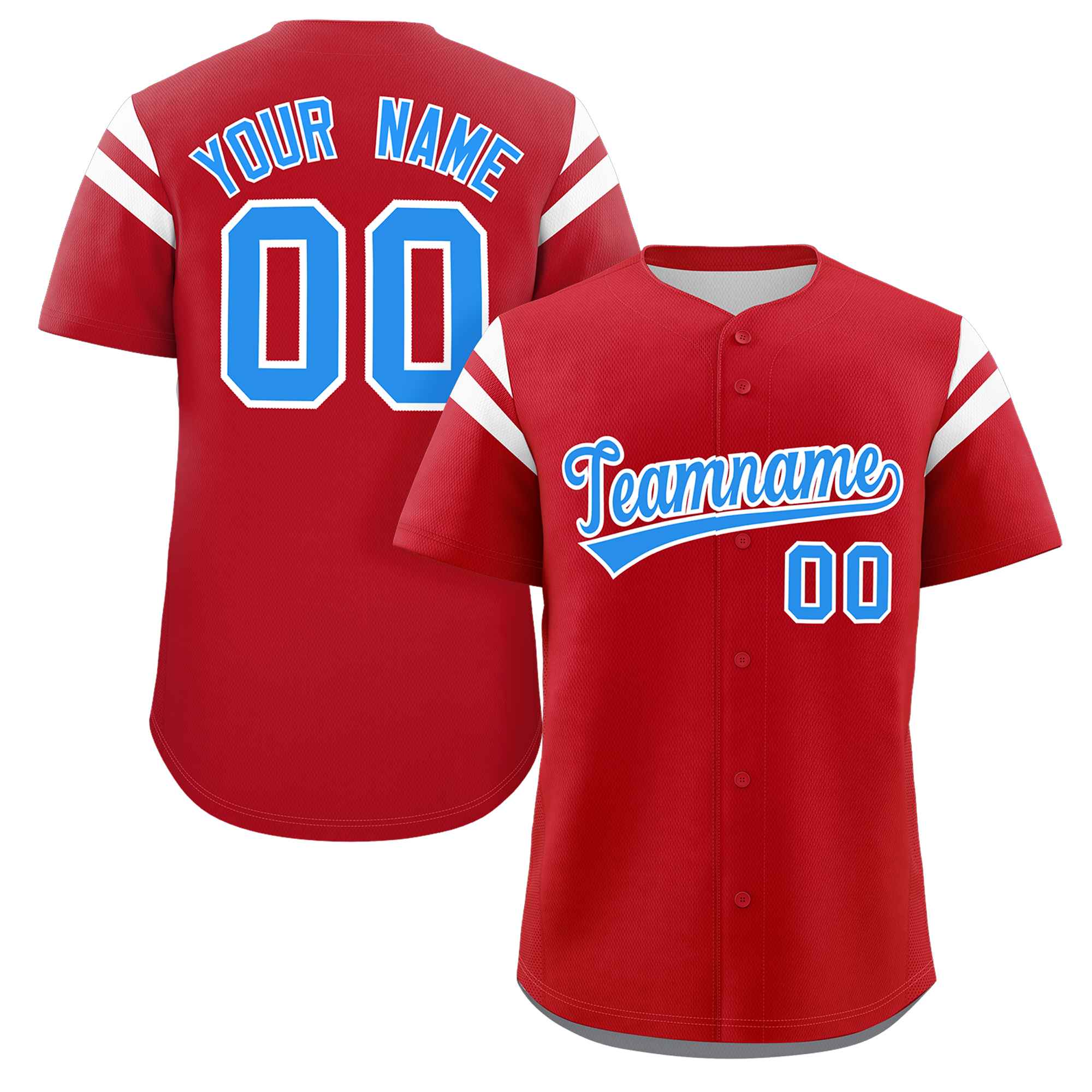 Custom Red Blue-White Classic Style Personalized Full Button Authentic Baseball Jersey