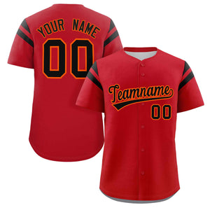 Custom Red Black Classic Style Personalized Full Button Authentic Baseball Jersey