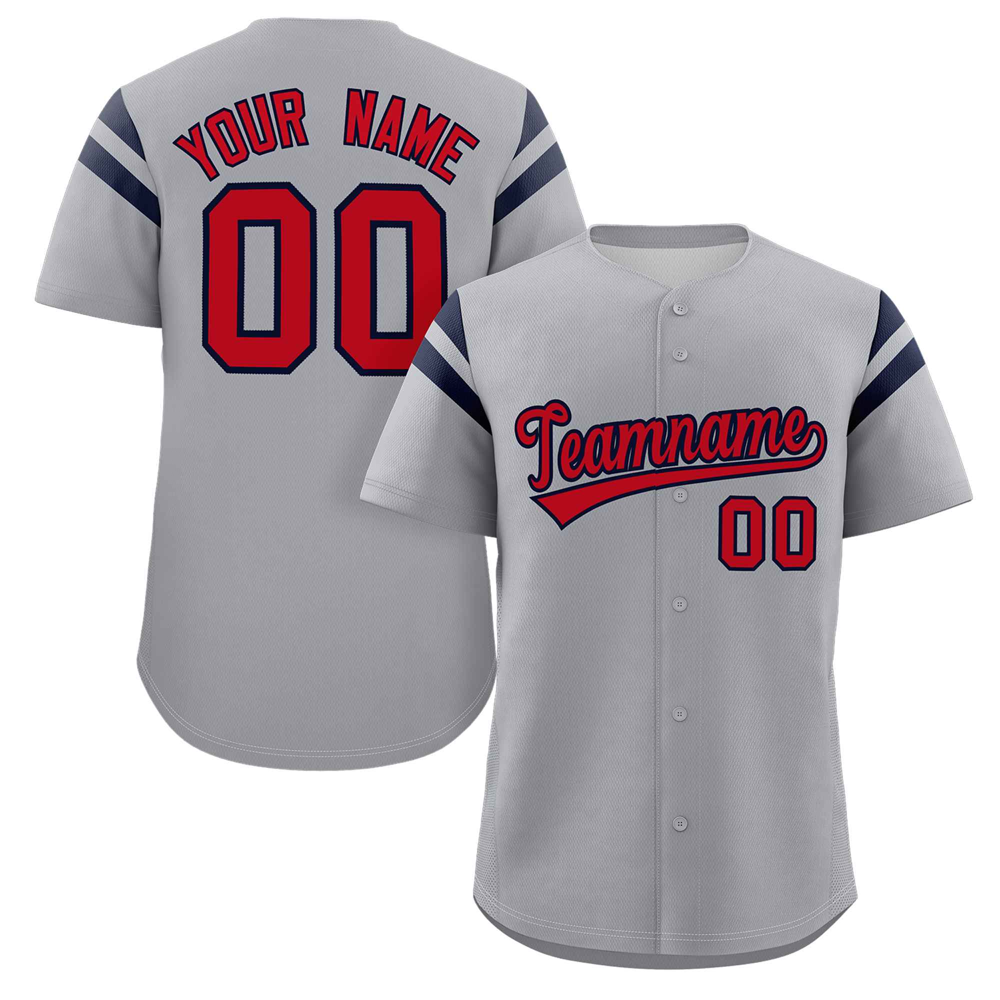 Custom Gray Red-Black Classic Style Personalized Full Button Authentic Baseball Jersey