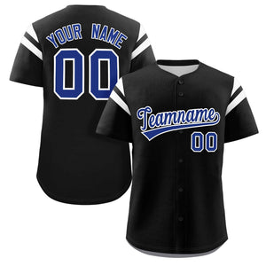 Custom Black Royal-White Classic Style Personalized Full Button Authentic Baseball Jersey