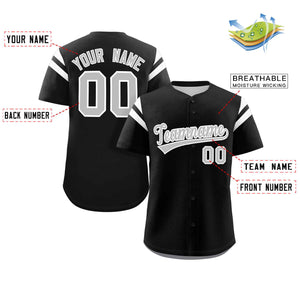 Custom Black Gray-White Classic Style Personalized Full Button Authentic Baseball Jersey