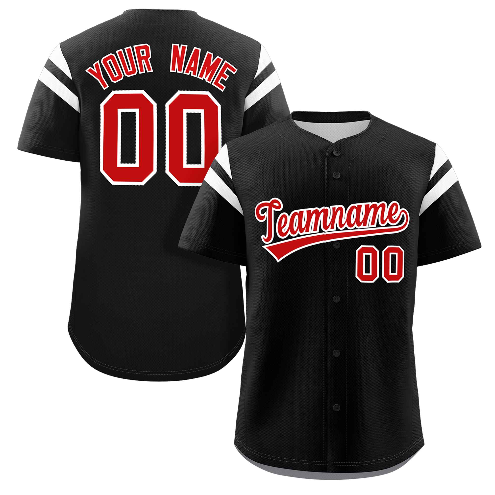 Custom Black Red-White Classic Style Personalized Full Button Authentic Baseball Jersey