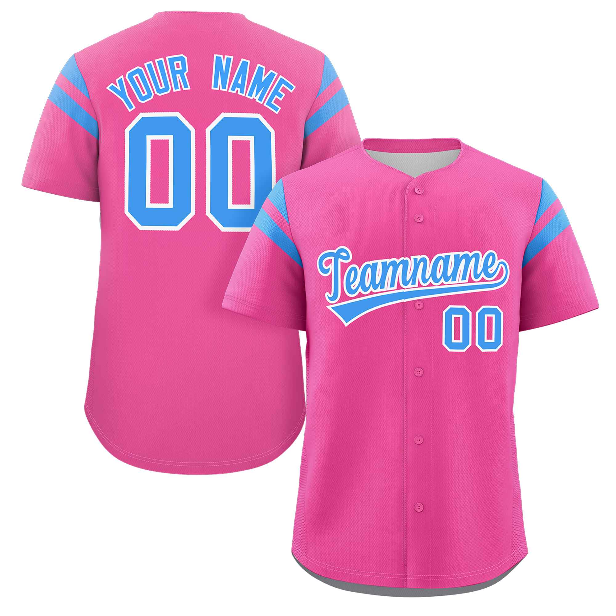 Custom Pink Blue Classic Style Personalized Full Button Authentic Baseball Jersey