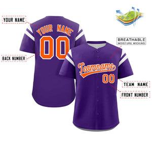 Custom Purple Orange-White Classic Style Personalized Full Button Authentic Baseball Jersey