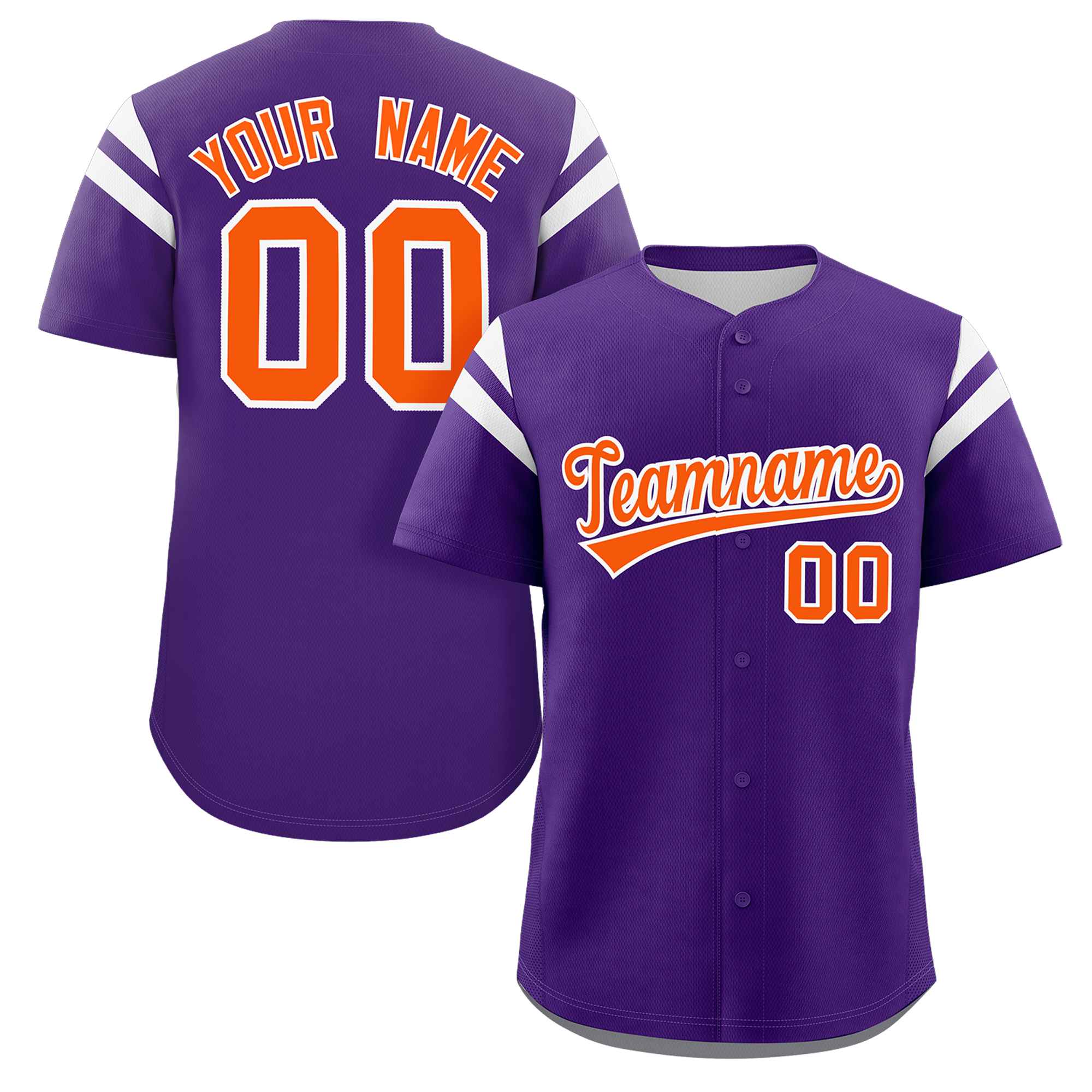 Custom Purple Orange-White Classic Style Personalized Full Button Authentic Baseball Jersey