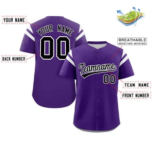 Custom Purple Black-White Classic Style Personalized Full Button Authentic Baseball Jersey