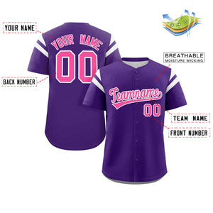 Custom Purple Pink-White Classic Style Personalized Full Button Authentic Baseball Jersey