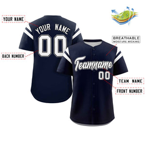 Custom Navy White Classic Style Personalized Full Button Authentic Baseball Jersey