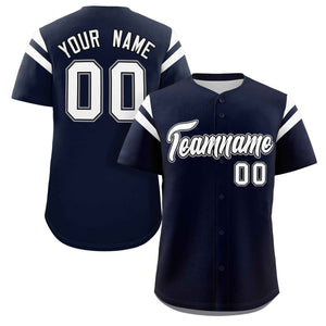 Custom Navy White Classic Style Personalized Full Button Authentic Baseball Jersey