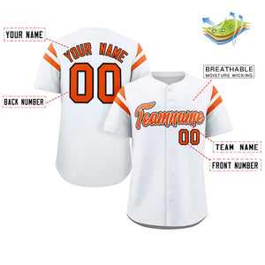 Custom White Orange Classic Style Personalized Full Button Authentic Baseball Jersey