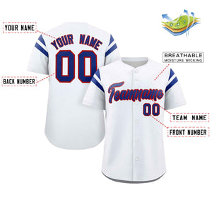 Custom White Royal Classic Style Personalized Full Button Authentic Baseball Jersey