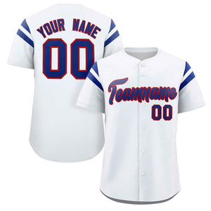 Custom White Royal Classic Style Personalized Full Button Authentic Baseball Jersey