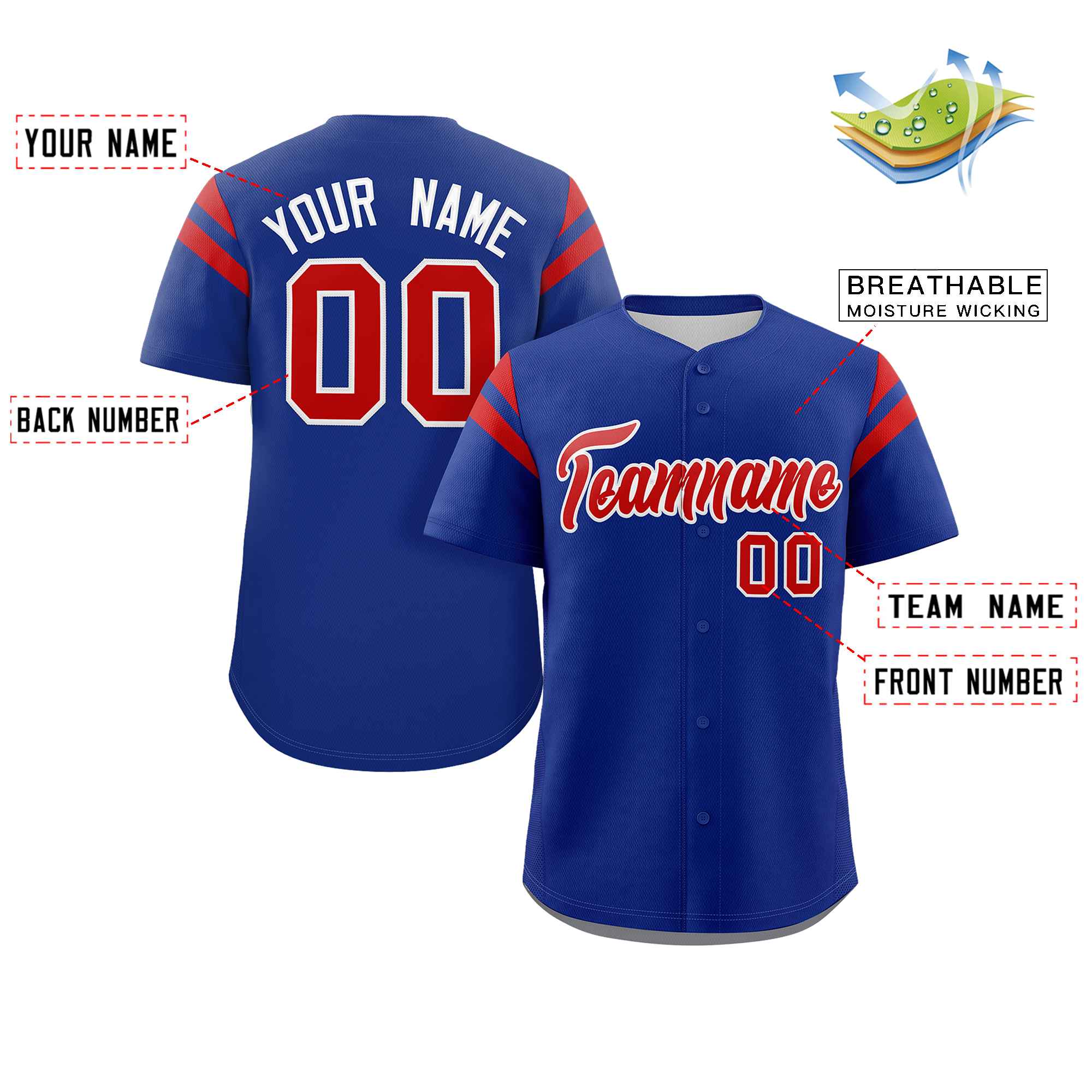 Custom Royal Red Classic Style Personalized Full Button Authentic Baseball Jersey