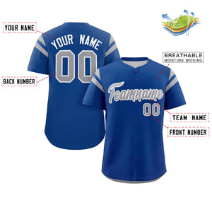 Custom Royal Gray Classic Style Personalized Full Button Authentic Baseball Jersey