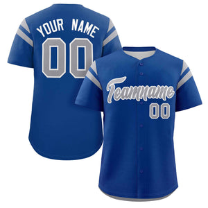 Custom Royal Gray Classic Style Personalized Full Button Authentic Baseball Jersey