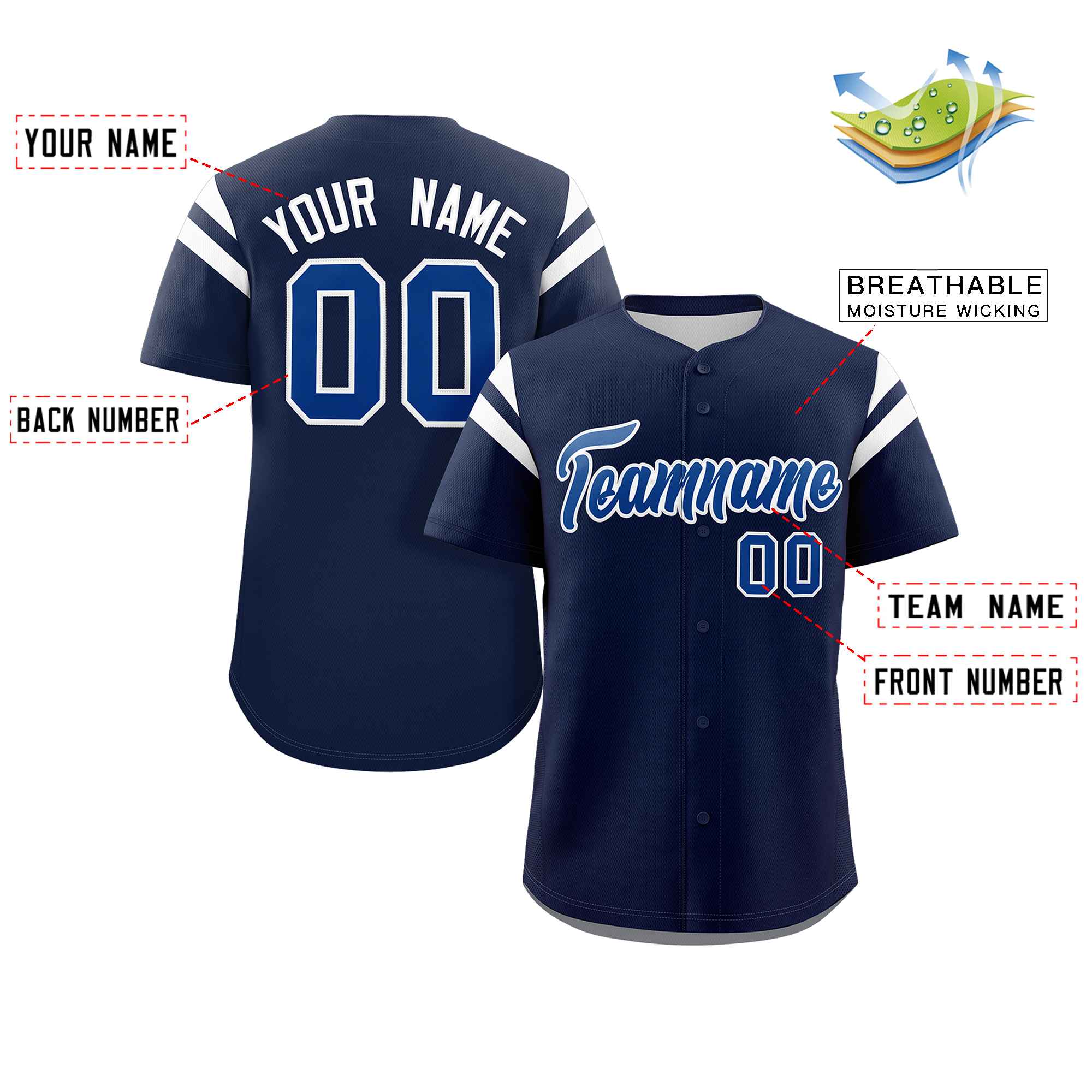 Custom Royal White Classic Style Personalized Full Button Authentic Baseball Jersey