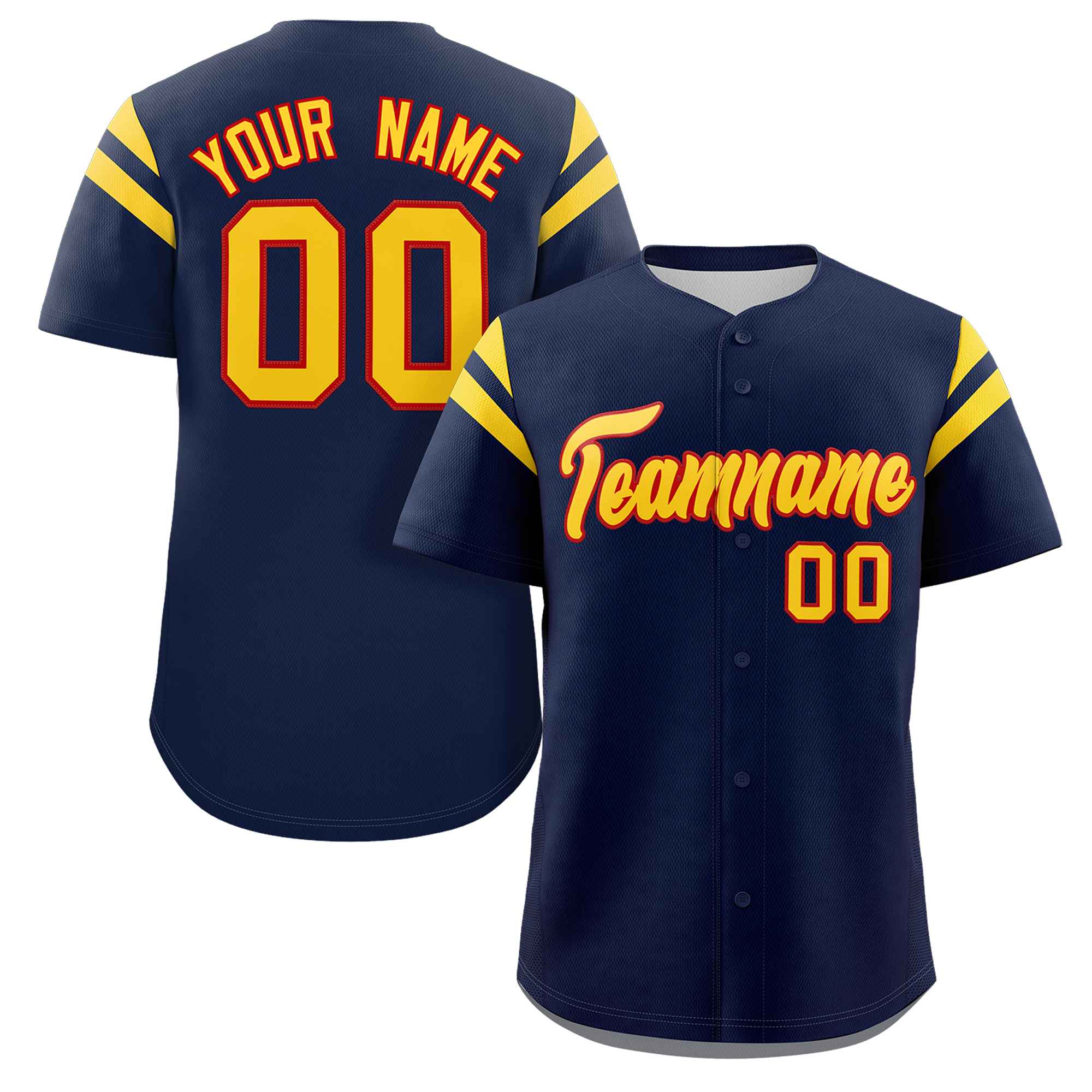 Custom Navy Gold Classic Style Personalized Full Button Authentic Baseball Jersey