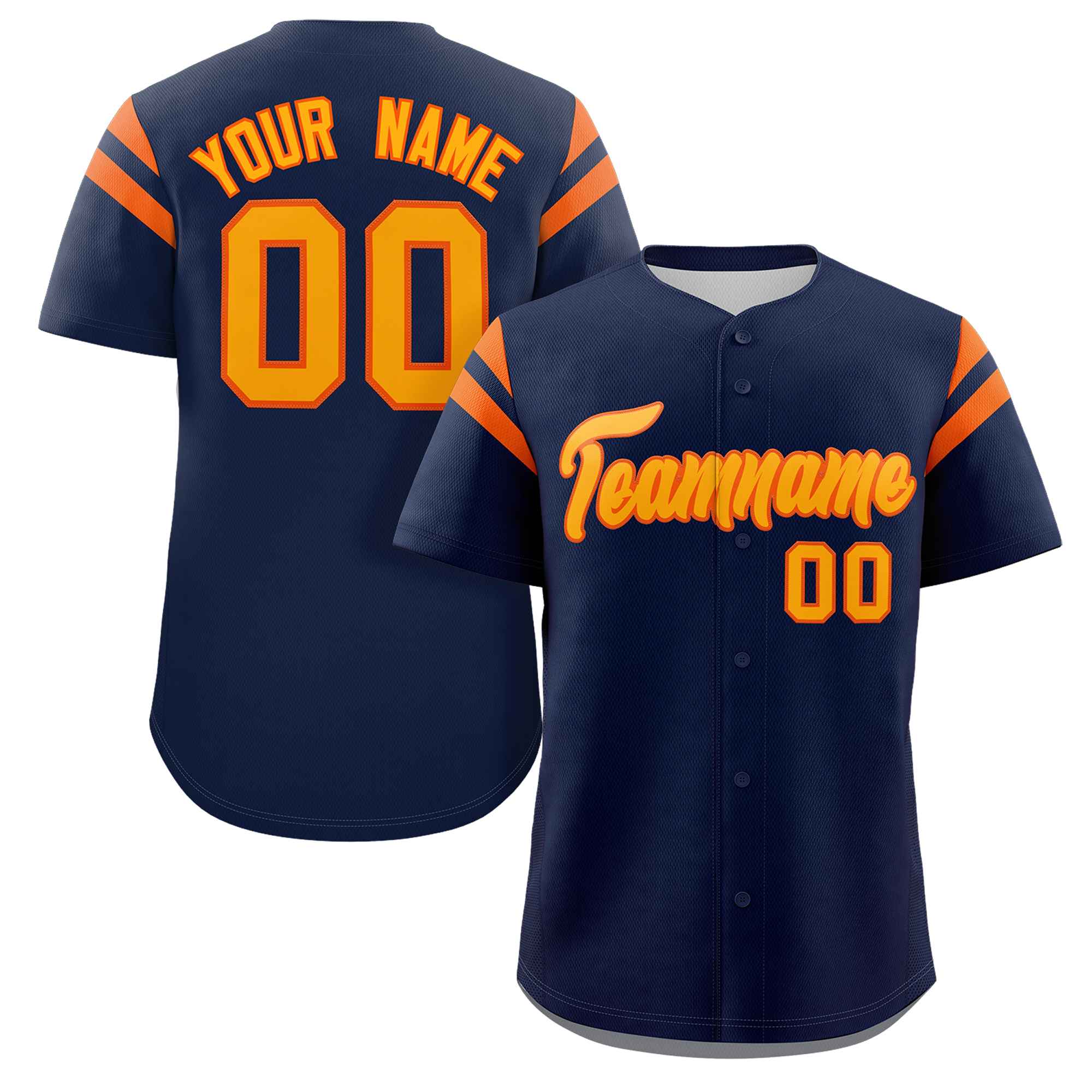 Custom Navy Yellow-Orange Classic Style Personalized Full Button Authentic Baseball Jersey