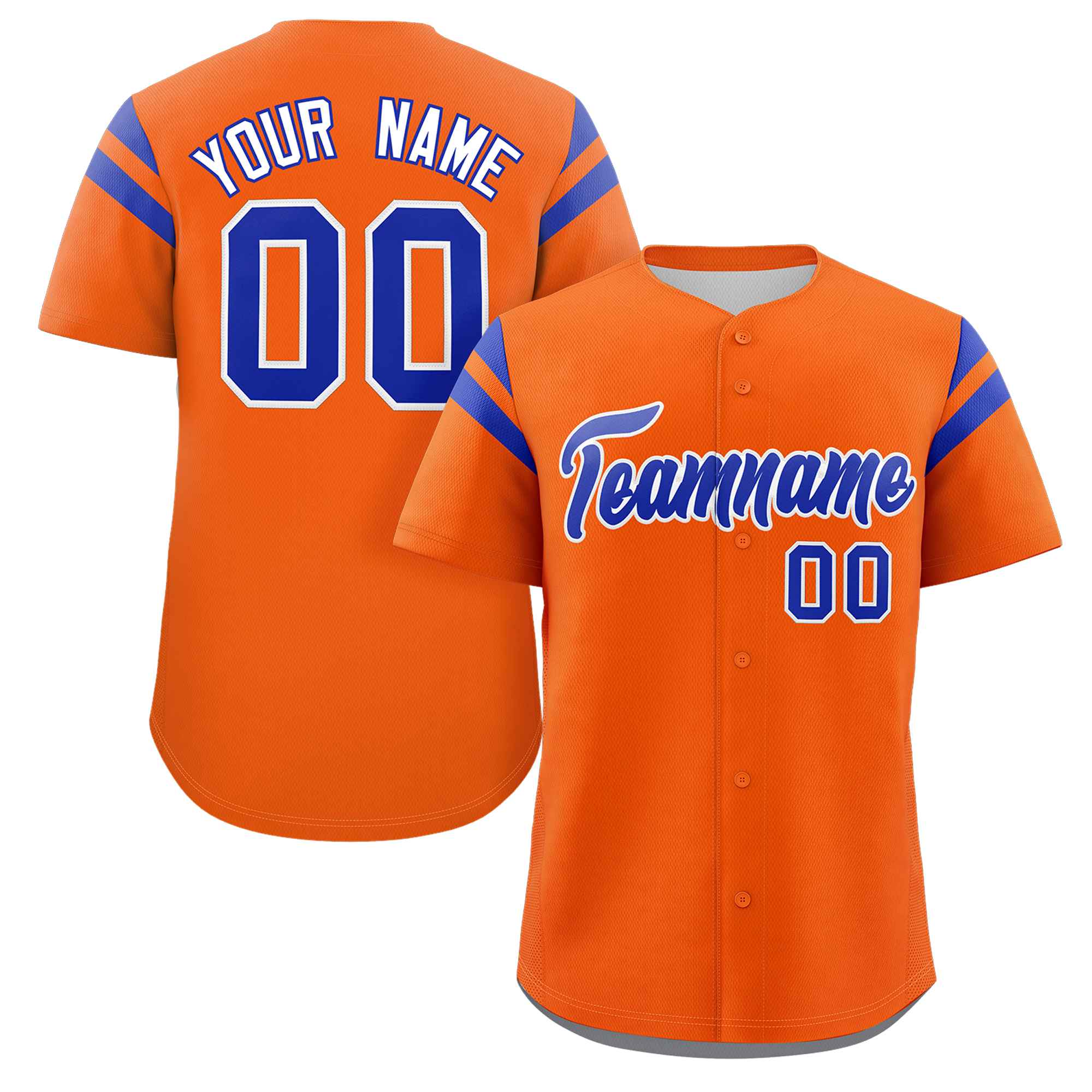 Custom Orange Royal Classic Style Personalized Full Button Authentic Baseball Jersey