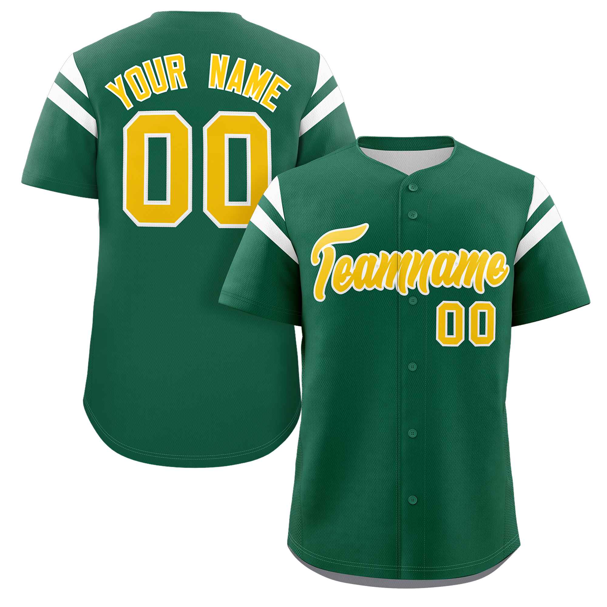 Custom Green Gold-White Classic Style Personalized Full Button Authentic Baseball Jersey