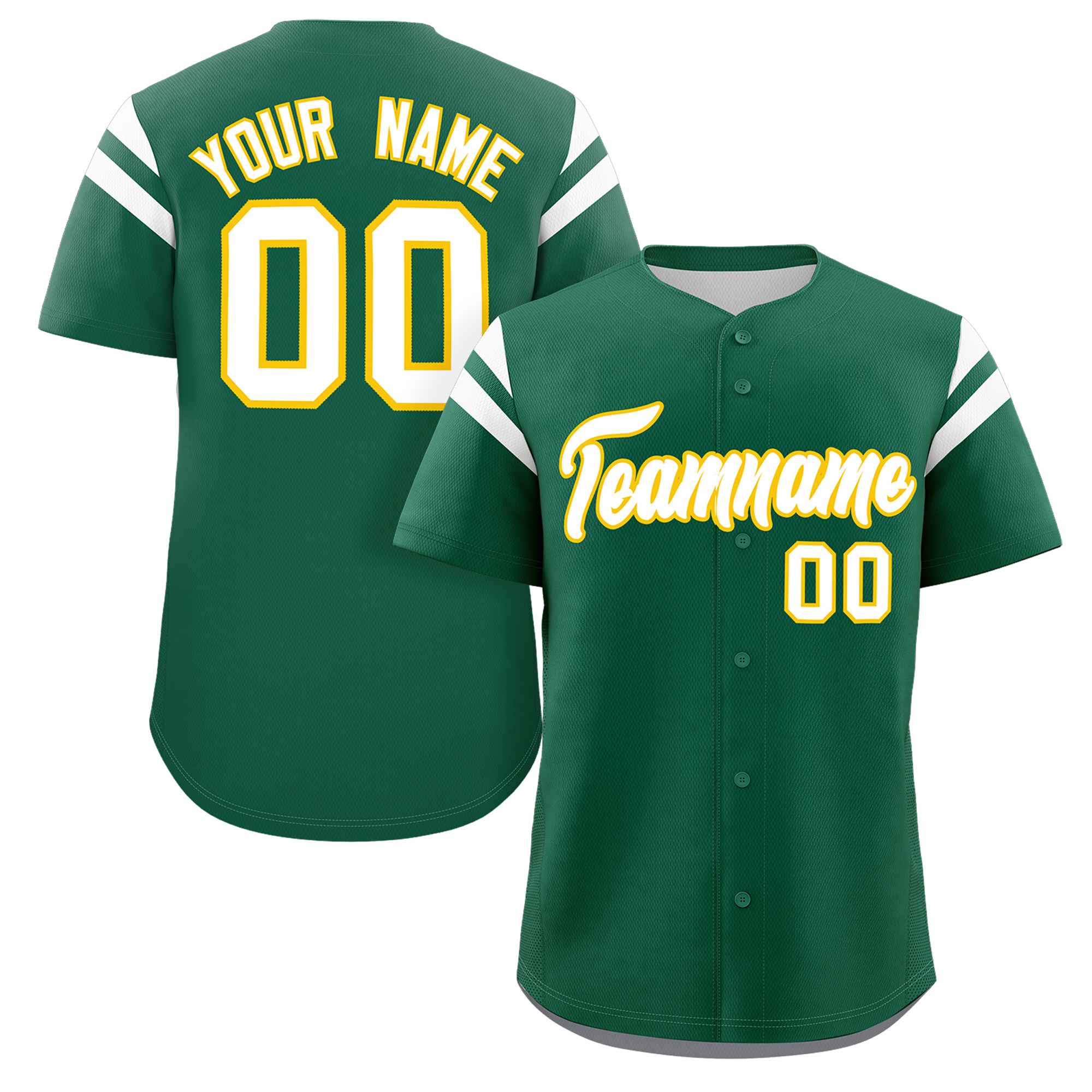 Custom Green White Classic Style Personalized Full Button Authentic Baseball Jersey