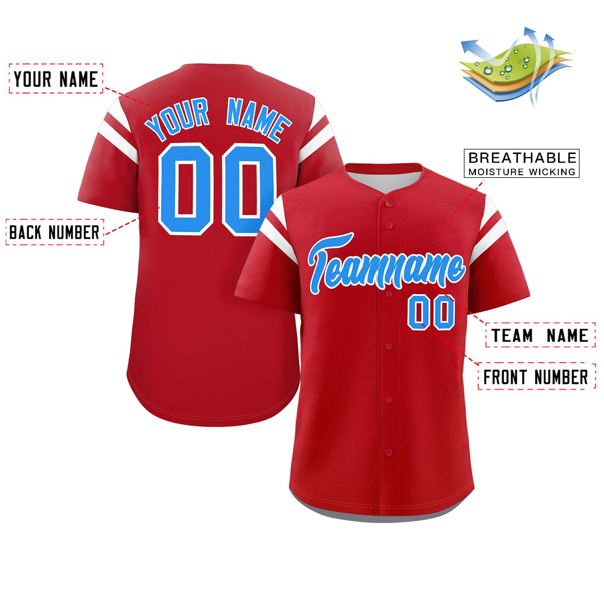 Custom Red Blue-White Classic Style Personalized Full Button Authentic Baseball Jersey