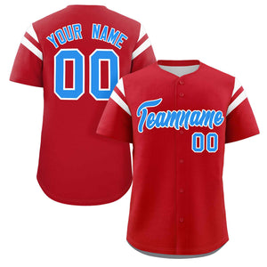 Custom Red Blue-White Classic Style Personalized Full Button Authentic Baseball Jersey