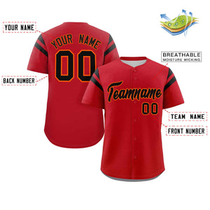 Custom Red Black Classic Style Personalized Full Button Authentic Baseball Jersey