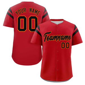 Custom Red Black Classic Style Personalized Full Button Authentic Baseball Jersey