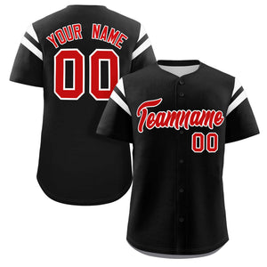 Custom Black Red-White Classic Style Personalized Full Button Authentic Baseball Jersey