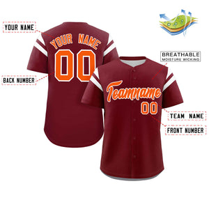 Custom Crimson Orange-White Classic Style Personalized Full Button Authentic Baseball Jersey