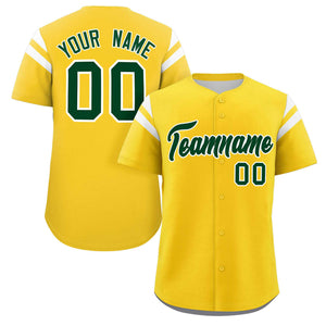 Custom Gold Green-White Classic Style Personalized Full Button Authentic Baseball Jersey