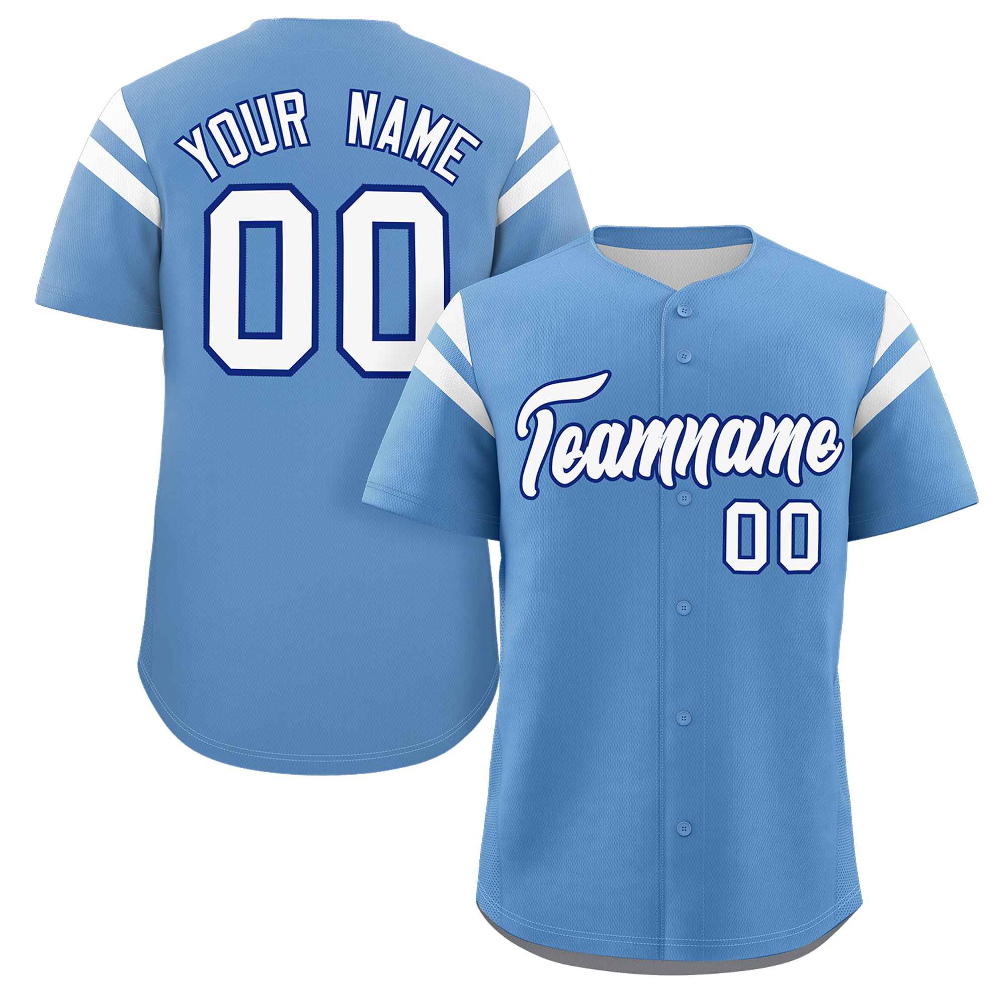 Custom Light Blue White Classic Style Personalized Full Button Authentic Baseball Jersey