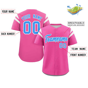 Custom Pink Blue-White Classic Style Personalized Full Button Authentic Baseball Jersey